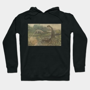 Vintage Dinosaur Paleoart - Brontosaurus and Diplodocus Hoodie